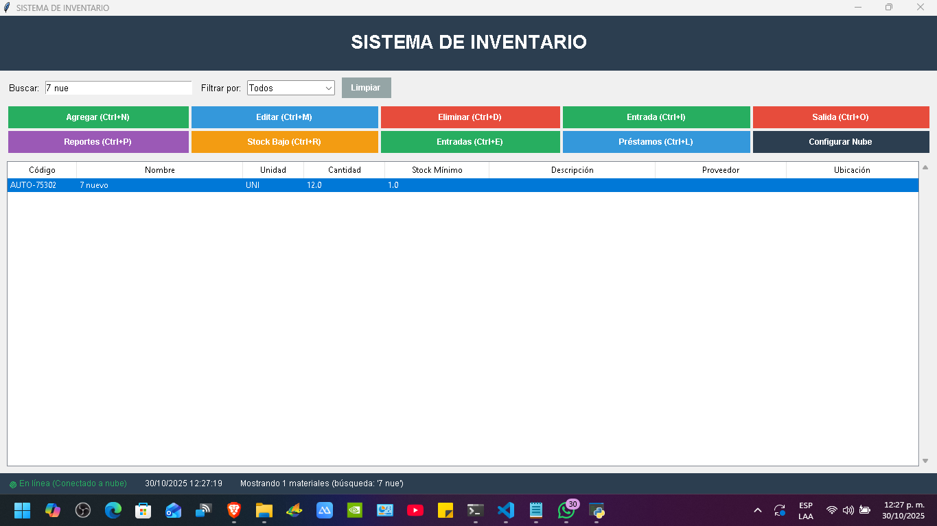 Sistema de Gestión de Inventario en la Nube - Versión Híbrida SQLite y PostgreSQL